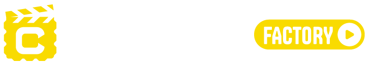 The Content Factory Logo of "The Content Factory" with a yellow filmstrip icon on the left and a yellow play button on the right, all on a black background, capturing the essence of top-quality content creation. Located in Austin, Texas, it's your go-to podcast studio. In Austin, Texas