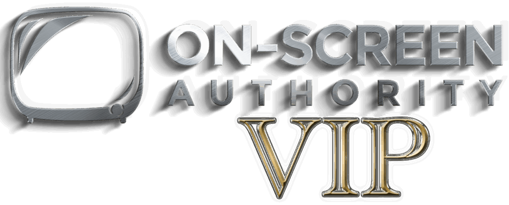 The Content Factory Logo with a metallic TV icon, the words "ON-SCREEN AUTHORITY" in silver letters, and "VIP" in large gold letters underneath. In Austin, Texas